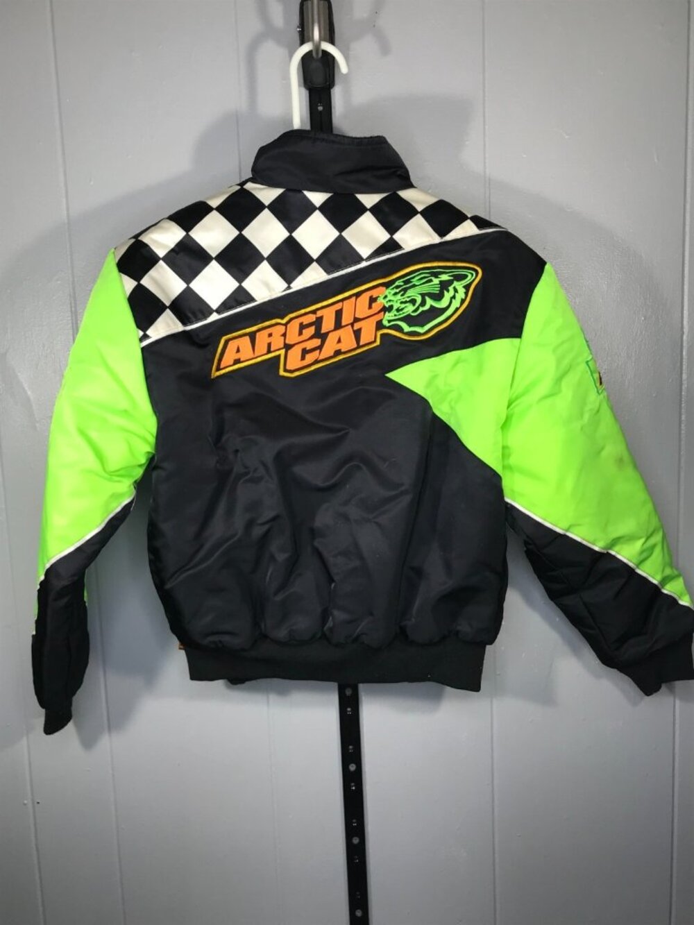 Vintage Arctic Cat Snowmobile Jacket Kids XL Black Green Team Arctic Racewear